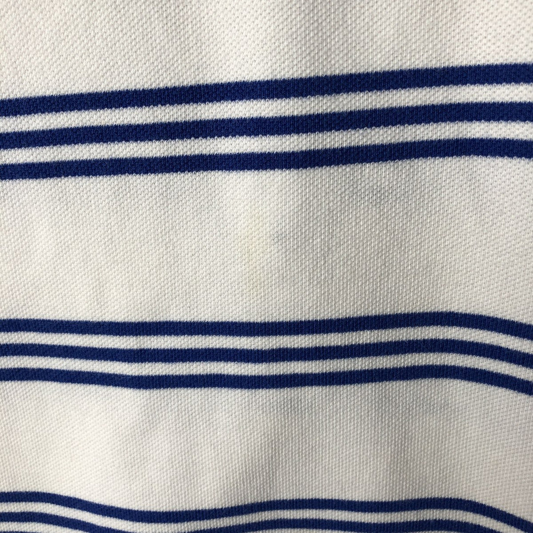 Ralph Lauren POLO by Ralph Lauren Multi-border short sleeve striped polo shirt Men's size L cotton white type Vintage Second Hand