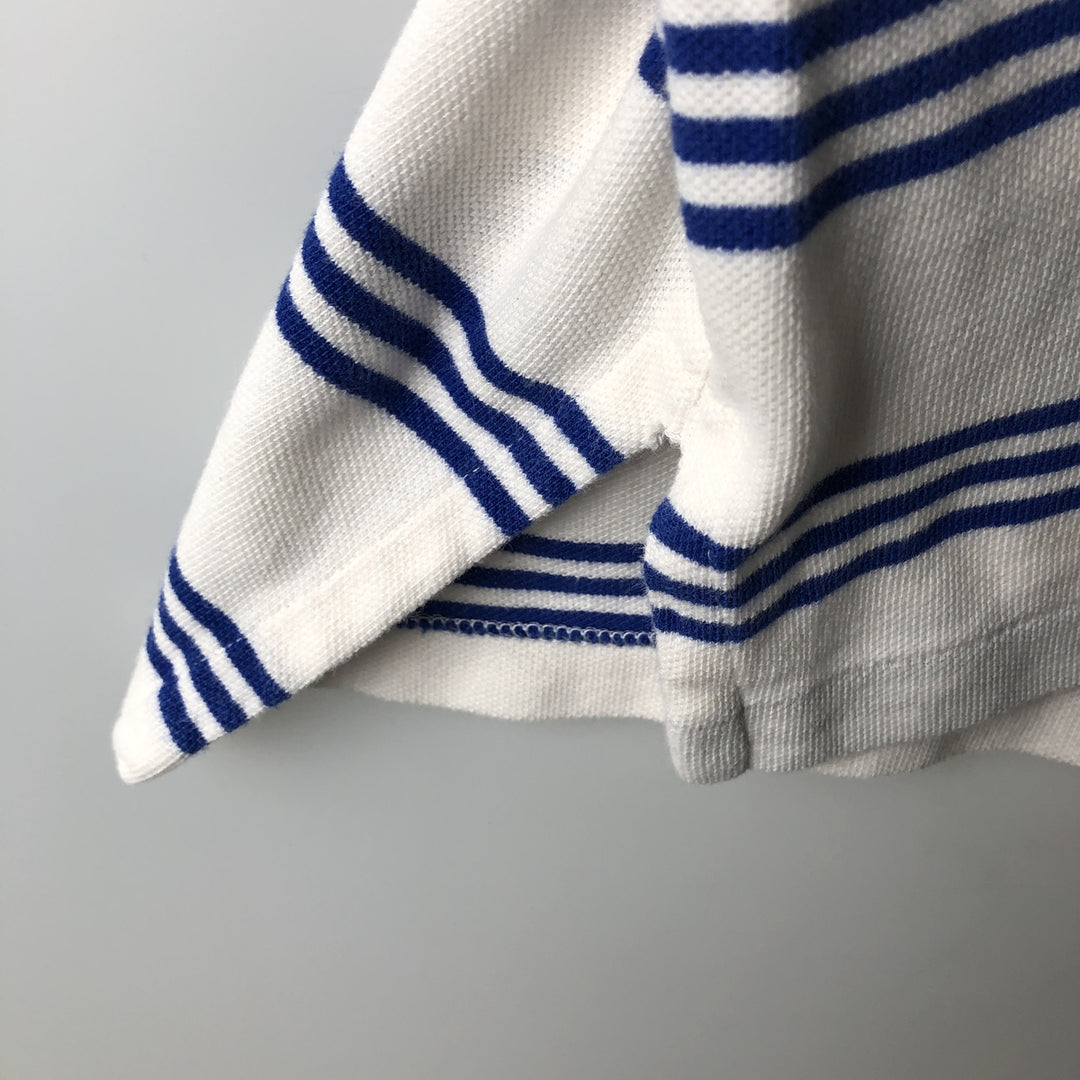 Ralph Lauren POLO by Ralph Lauren Multi-border short sleeve striped polo shirt Men's size L cotton white type Vintage Second Hand