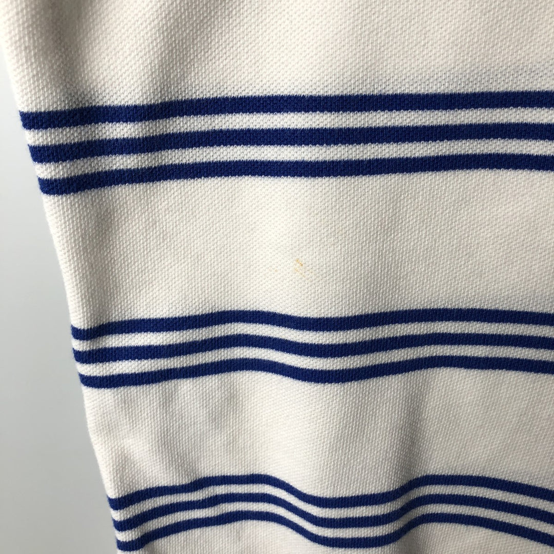 Ralph Lauren POLO by Ralph Lauren Multi-border short sleeve striped polo shirt Men's size L cotton white type Vintage Second Hand