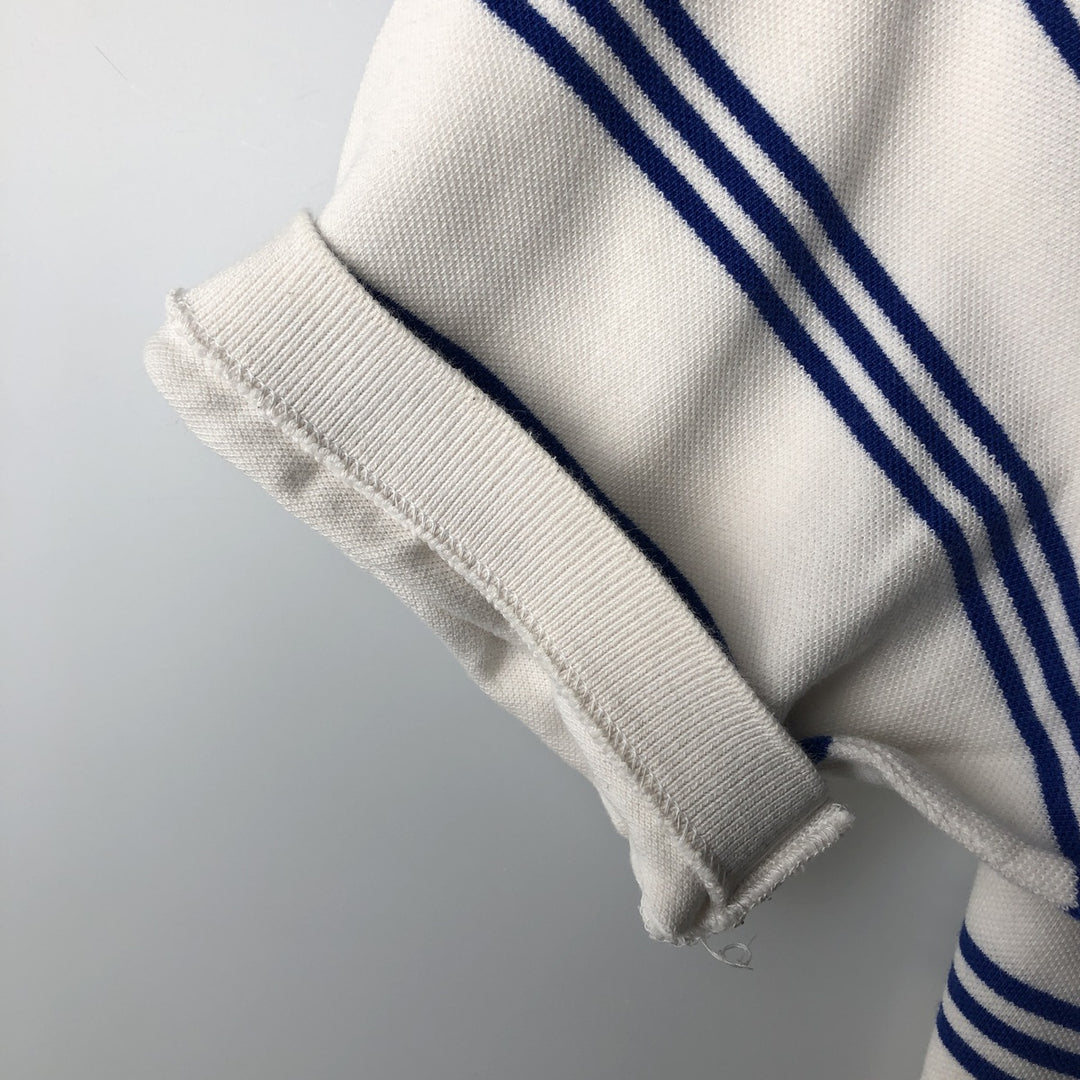 Ralph Lauren POLO by Ralph Lauren Multi-border short sleeve striped polo shirt Men's size L cotton white type Vintage Second Hand