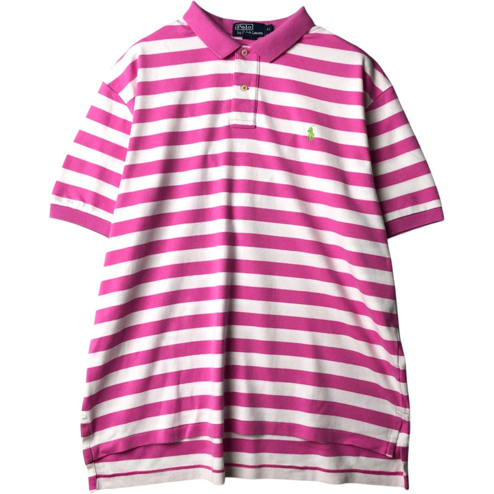 Ralph Lauren POLO by Ralph Lauren short sleeve striped polo shirt, men's XL size cotton pink type Vintage Second Hand