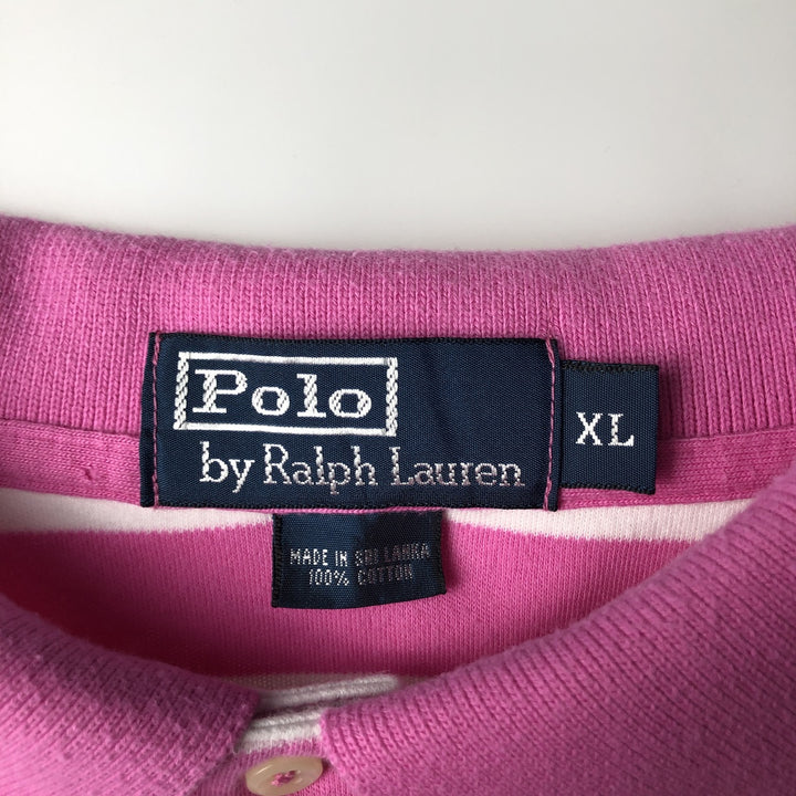 Ralph Lauren POLO by Ralph Lauren short sleeve striped polo shirt, men's XL size cotton pink type Vintage Second Hand