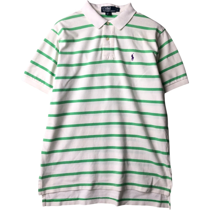 Ralph Lauren POLO by Ralph Lauren short sleeve striped polo shirt, men's size L cotton white type Vintage Second Hand