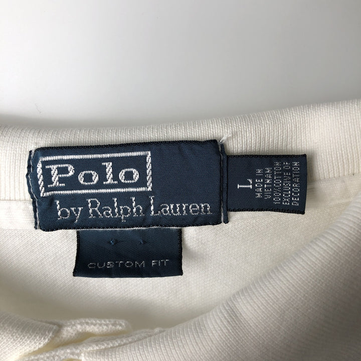 Ralph Lauren POLO by Ralph Lauren CUSTOM FIT short sleeve polo shirt, men's size L cotton white type Vintage Second Hand