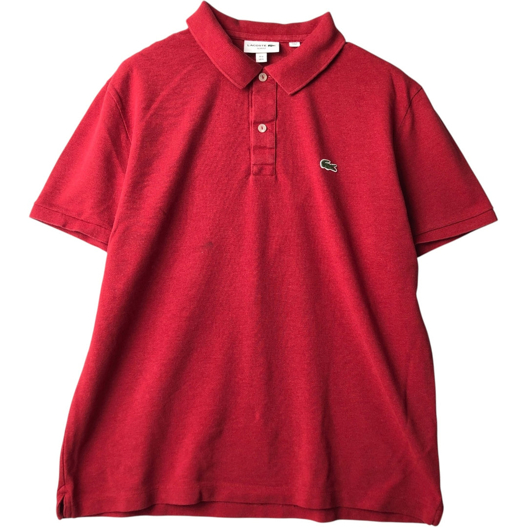 Lacoste LACOSTE SLIM FIT short sleeve polo shirt, men's XL size cotton red type Vintage Second Hand