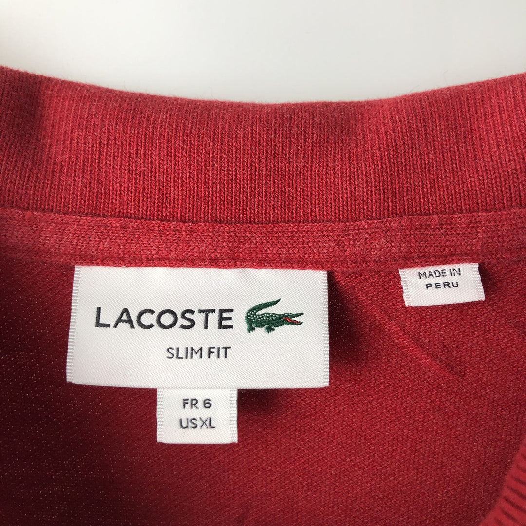 Lacoste LACOSTE SLIM FIT short sleeve polo shirt, men's XL size cotton red type Vintage Second Hand