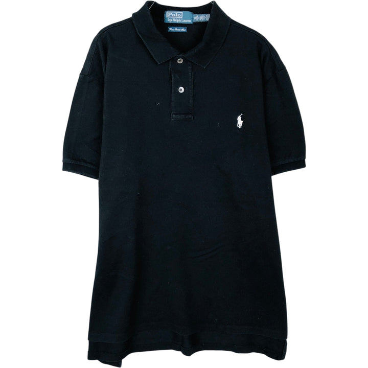 Ralph Lauren POLO by Ralph Lauren CUSTOM FIT short sleeve polo shirt, men's XL size Pima Cotton black type Vintage Second Hand