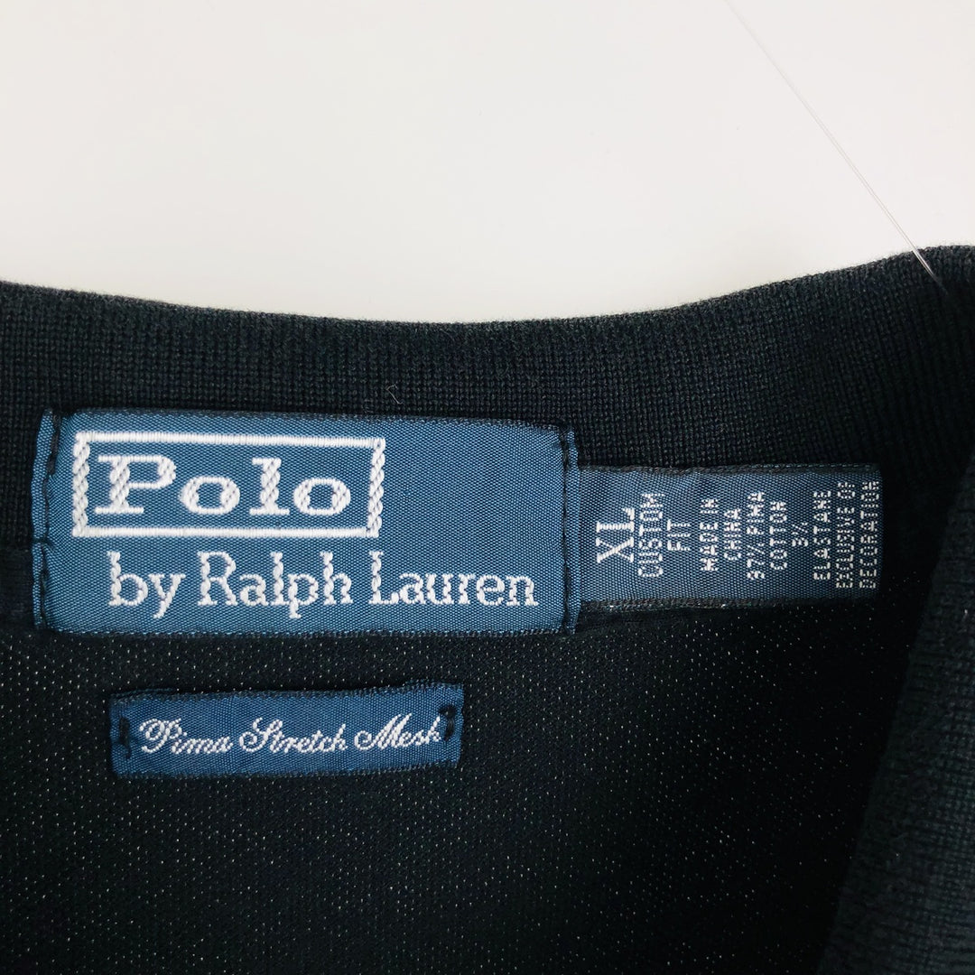 Ralph Lauren POLO by Ralph Lauren CUSTOM FIT short sleeve polo shirt, men's XL size Pima Cotton black type Vintage Second Hand