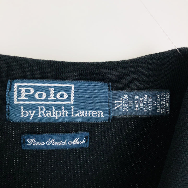 Ralph Lauren POLO by Ralph Lauren CUSTOM FIT short sleeve polo shirt, men's XL size Pima Cotton black type Vintage Second Hand