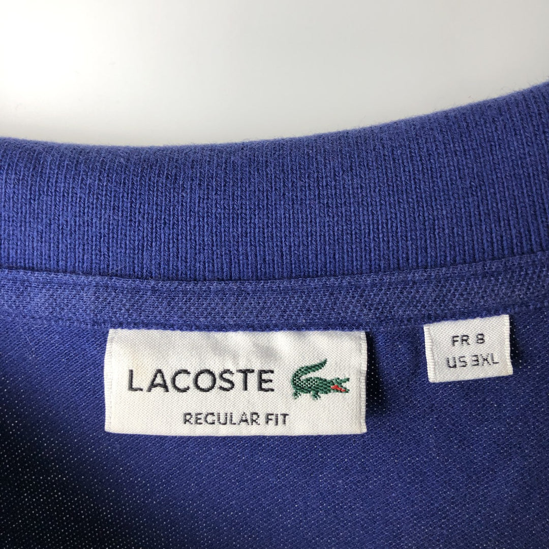 Large size Lacoste Regular Fit Short-Sleeve Polo Shirt (Men's XXXL equivalent) cotton blue type Vintage Second Hand