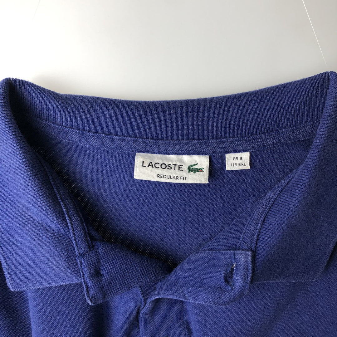 Large size Lacoste Regular Fit Short-Sleeve Polo Shirt (Men's XXXL equivalent) cotton blue type Vintage Second Hand