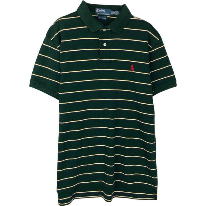 Ralph Lauren POLO by Ralph Lauren CUSTOM FIT short sleeve striped polo shirt men's size M cotton green type Vintage Second Hand