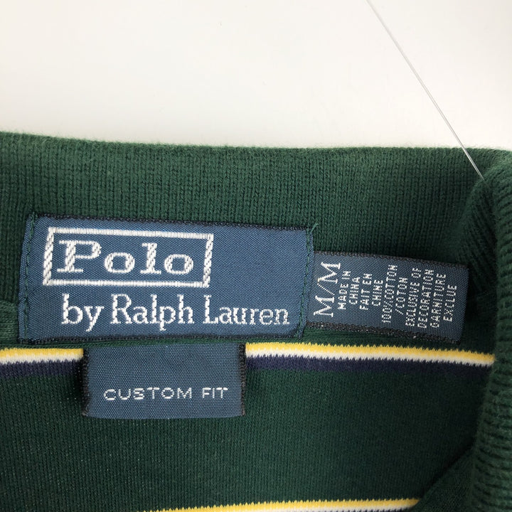 Ralph Lauren POLO by Ralph Lauren CUSTOM FIT short sleeve striped polo shirt men's size M cotton green type Vintage Second Hand