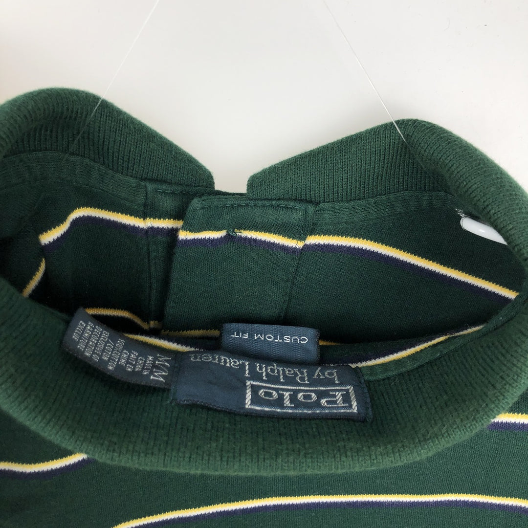 Ralph Lauren POLO by Ralph Lauren CUSTOM FIT short sleeve striped polo shirt men's size M cotton green type Vintage Second Hand