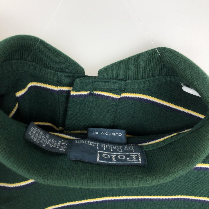 Ralph Lauren POLO by Ralph Lauren CUSTOM FIT short sleeve striped polo shirt men's size M cotton green type Vintage Second Hand