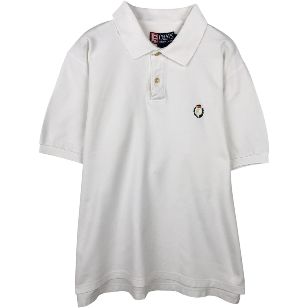 Ralph Lauren CHAPS short sleeve polo shirt, men's size L cotton white type Vintage Second Hand