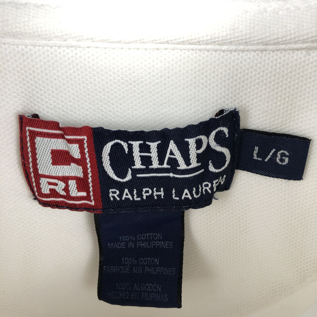 Ralph Lauren CHAPS short sleeve polo shirt, men's size L cotton white type Vintage Second Hand