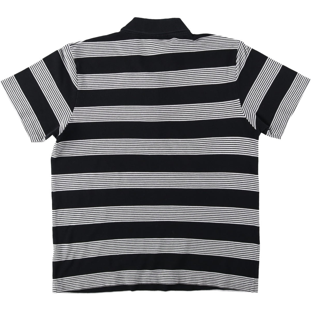 Lacoste LACOSTE SPORT French design Multi-stripe short-sleeved striped polo shirt, size 5 (equivalent to men's L) cotton black type Vintage Second Hand