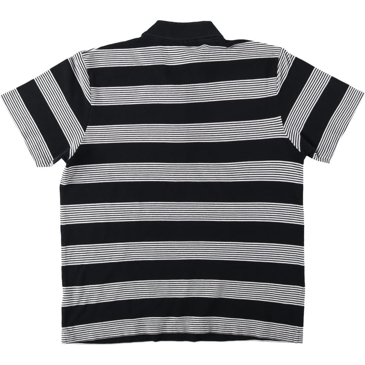 Lacoste LACOSTE SPORT French design Multi-stripe short-sleeved striped polo shirt, size 5 (equivalent to men's L) cotton black type Vintage Second Hand