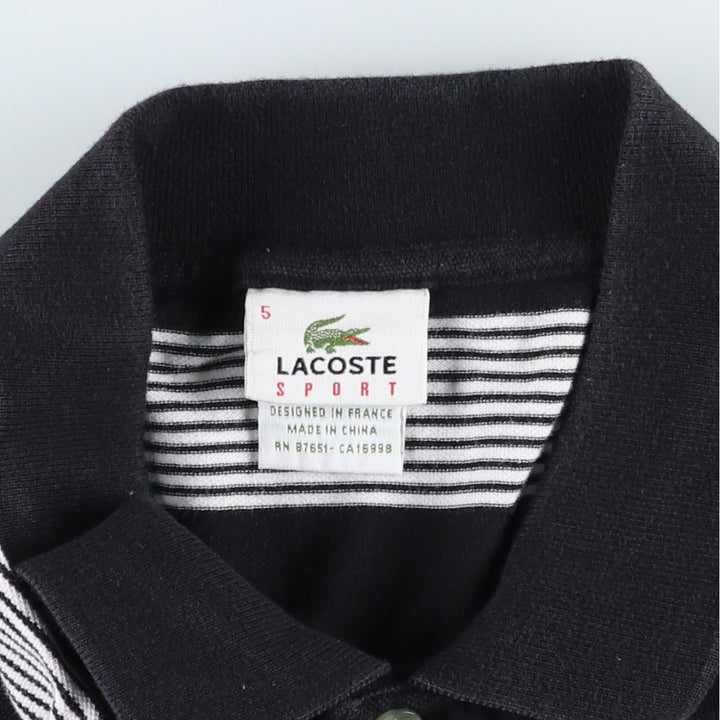 Lacoste LACOSTE SPORT French design Multi-stripe short-sleeved striped polo shirt, size 5 (equivalent to men's L) cotton black type Vintage Second Hand