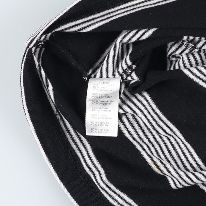 Lacoste LACOSTE SPORT French design Multi-stripe short-sleeved striped polo shirt, size 5 (equivalent to men's L) cotton black type Vintage Second Hand