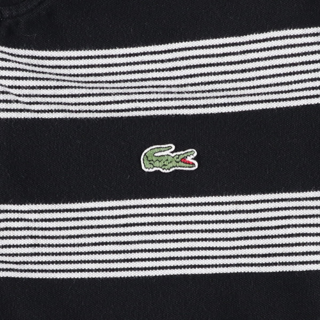Lacoste LACOSTE SPORT French design Multi-stripe short-sleeved striped polo shirt, size 5 (equivalent to men's L) cotton black type Vintage Second Hand