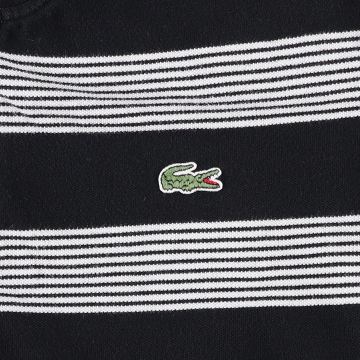 Lacoste LACOSTE SPORT French design Multi-stripe short-sleeved striped polo shirt, size 5 (equivalent to men's L) cotton black type Vintage Second Hand