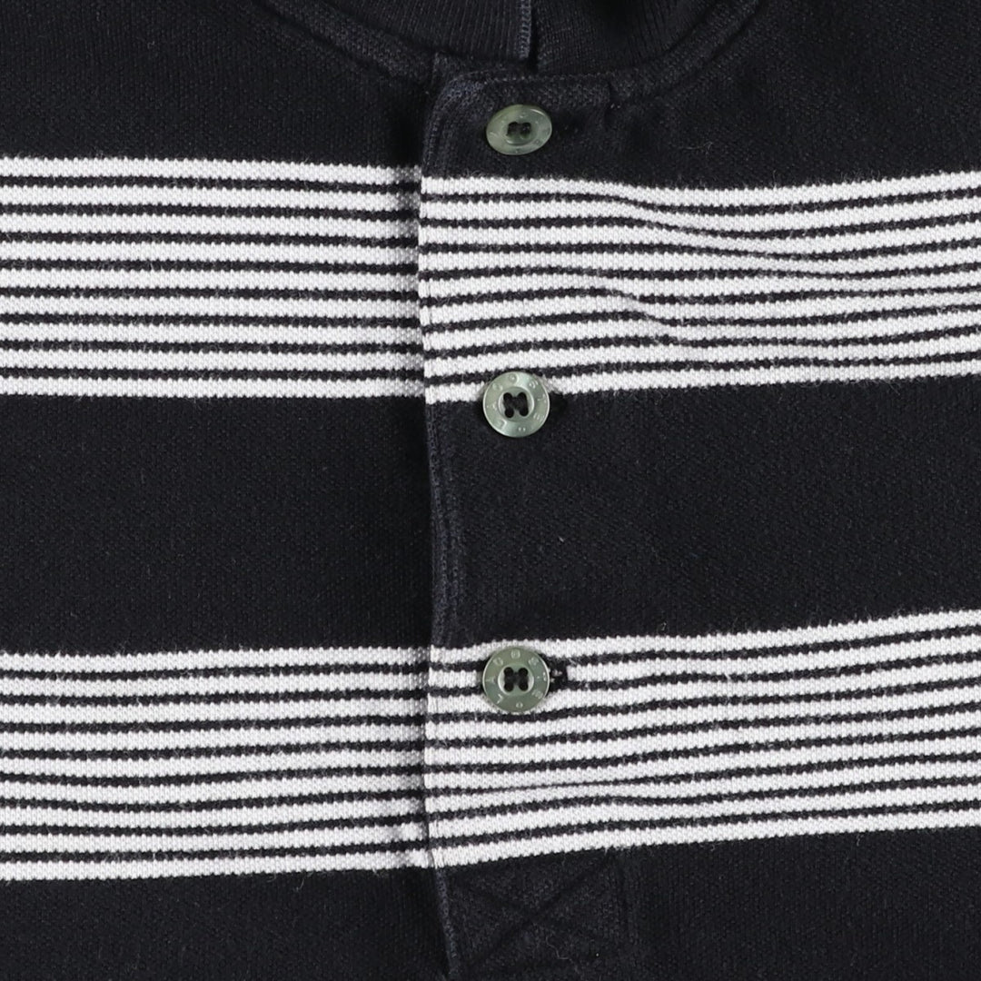 Lacoste LACOSTE SPORT French design Multi-stripe short-sleeved striped polo shirt, size 5 (equivalent to men's L) cotton black type Vintage Second Hand