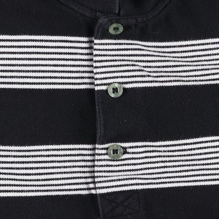 Lacoste LACOSTE SPORT French design Multi-stripe short-sleeved striped polo shirt, size 5 (equivalent to men's L) cotton black type Vintage Second Hand