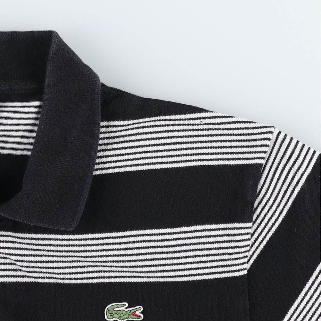Lacoste LACOSTE SPORT French design Multi-stripe short-sleeved striped polo shirt, size 5 (equivalent to men's L) cotton black type Vintage Second Hand