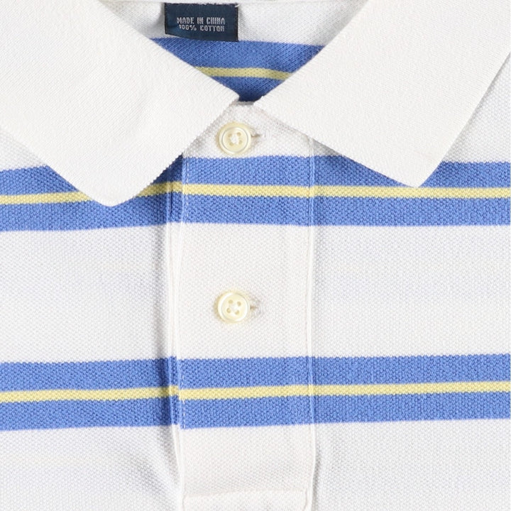 Ralph Lauren POLO by Ralph Lauren CUSTOM FIT short sleeve striped polo shirt men's size L cotton white type Vintage Second Hand