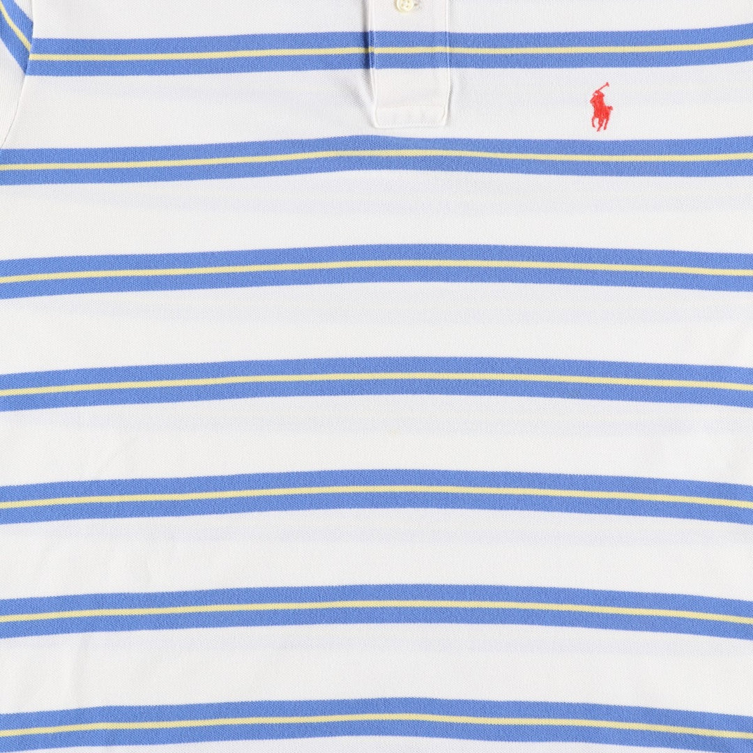 Ralph Lauren POLO by Ralph Lauren CUSTOM FIT short sleeve striped polo shirt men's size L cotton white type Vintage Second Hand