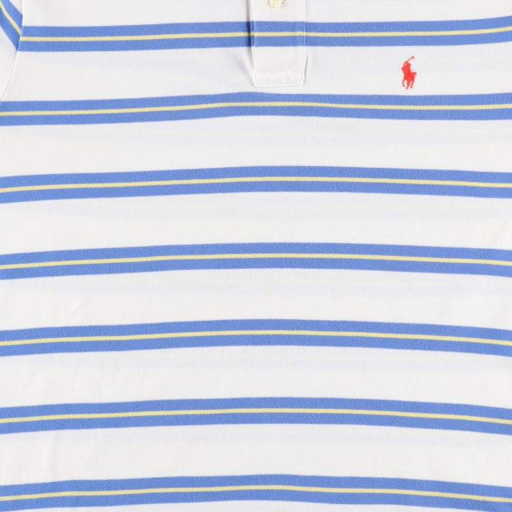 Ralph Lauren POLO by Ralph Lauren CUSTOM FIT short sleeve striped polo shirt men's size L cotton white type Vintage Second Hand