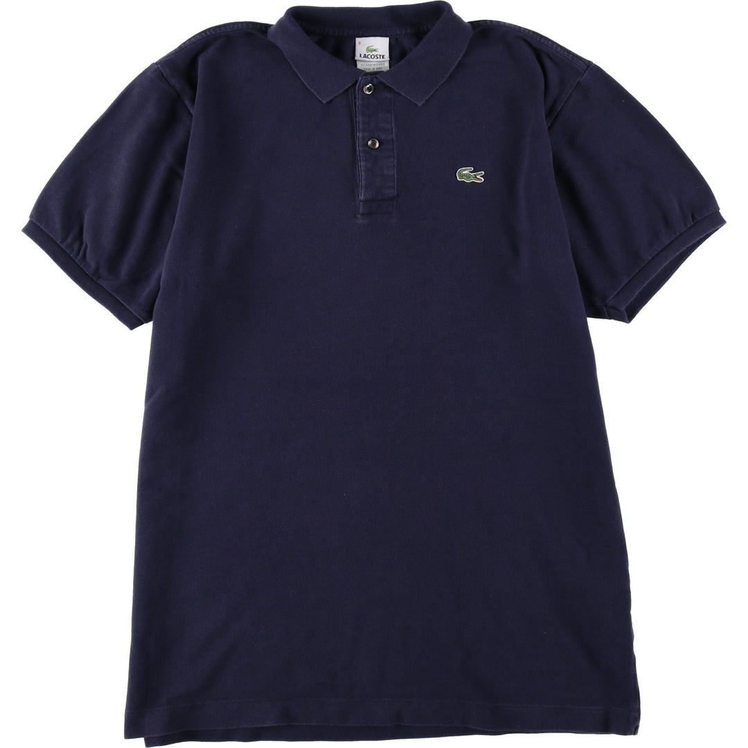 Lacoste (LACOSTE) French design short-sleeved polo shirt, size 8 (equivalent to men's L). cotton navy blue type Vintage Second Hand