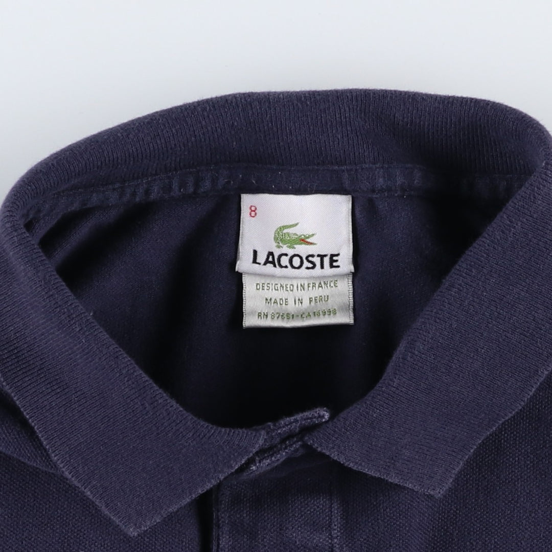 Lacoste (LACOSTE) French design short-sleeved polo shirt, size 8 (equivalent to men's L). cotton navy blue type Vintage Second Hand