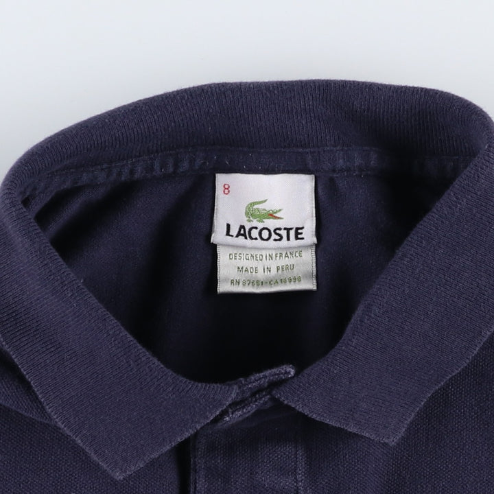 Lacoste (LACOSTE) French design short-sleeved polo shirt, size 8 (equivalent to men's L). cotton navy blue type Vintage Second Hand