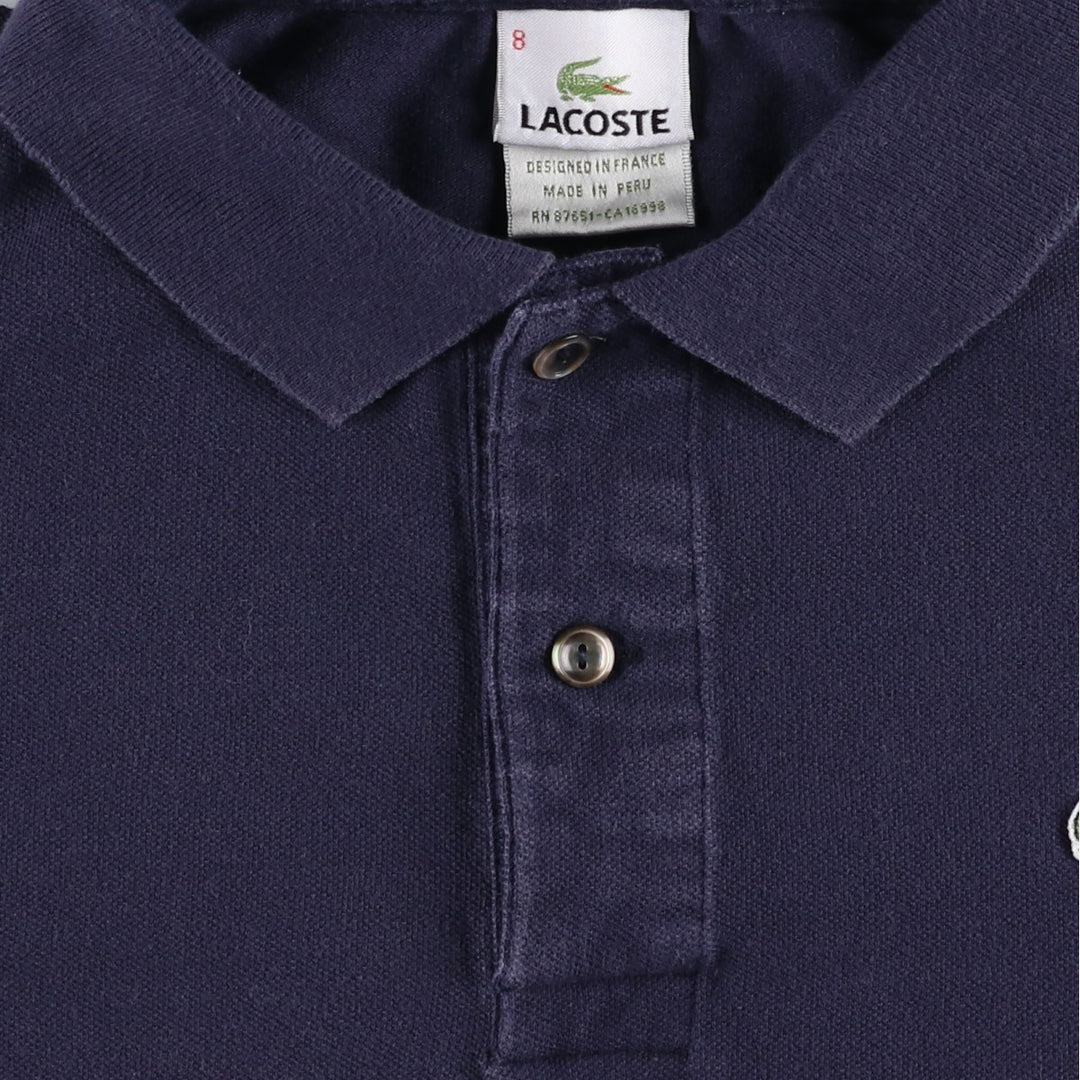 Lacoste (LACOSTE) French design short-sleeved polo shirt, size 8 (equivalent to men's L). cotton navy blue type Vintage Second Hand