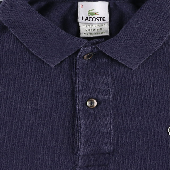Lacoste (LACOSTE) French design short-sleeved polo shirt, size 8 (equivalent to men's L). cotton navy blue type Vintage Second Hand