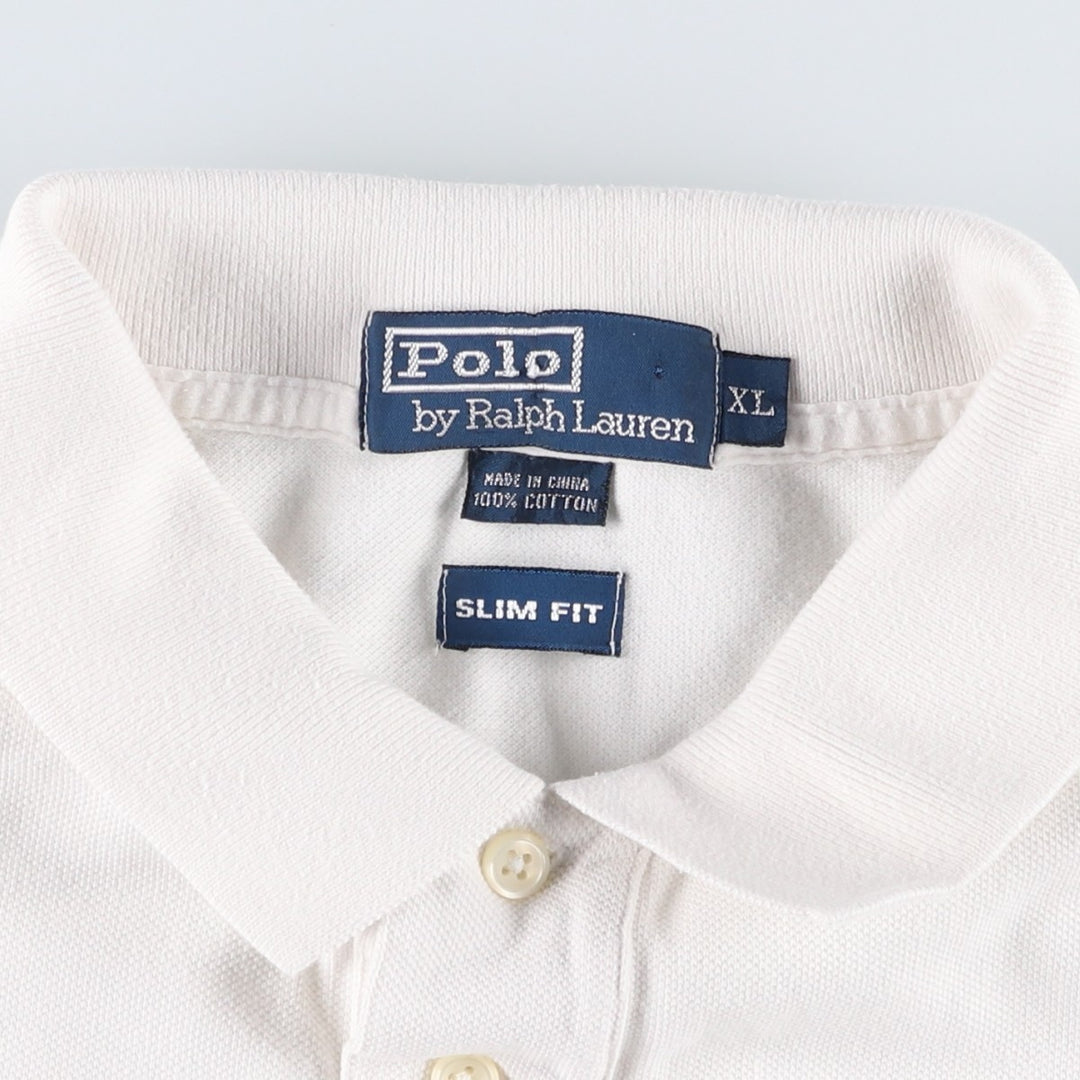 Ralph Lauren POLO by Ralph Lauren SLIM FIT Short-Sleeve Polo Shirt, Men's Size XL (approx.) cotton white type Vintage Second Hand
