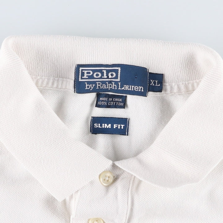 Ralph Lauren POLO by Ralph Lauren SLIM FIT Short-Sleeve Polo Shirt, Men's Size XL (approx.) cotton white type Vintage Second Hand