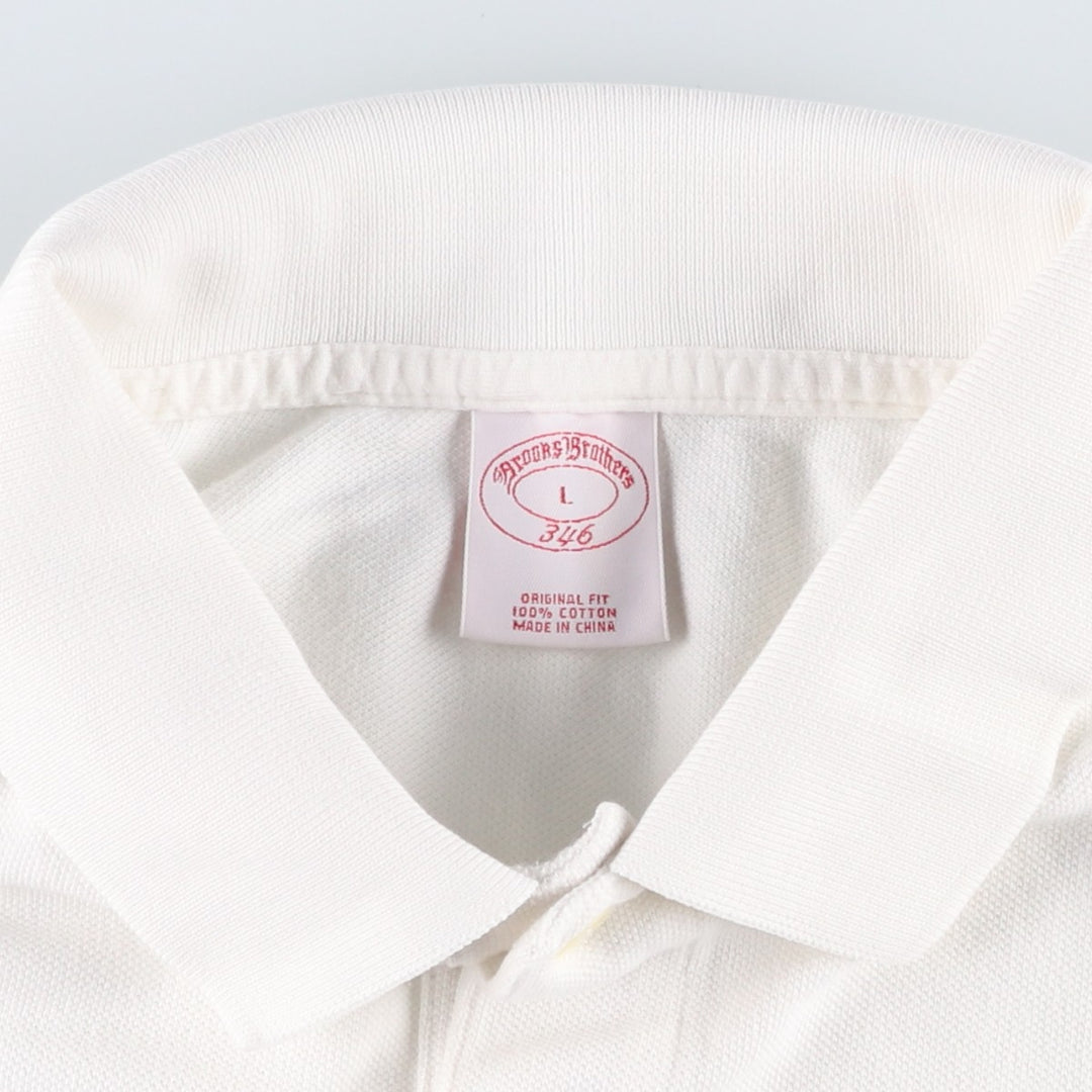 Brooks Brothers 346 Original Fit Short-Sleeve Polo Shirt, Men's Size L (approx.) cotton white type Vintage Second Hand
