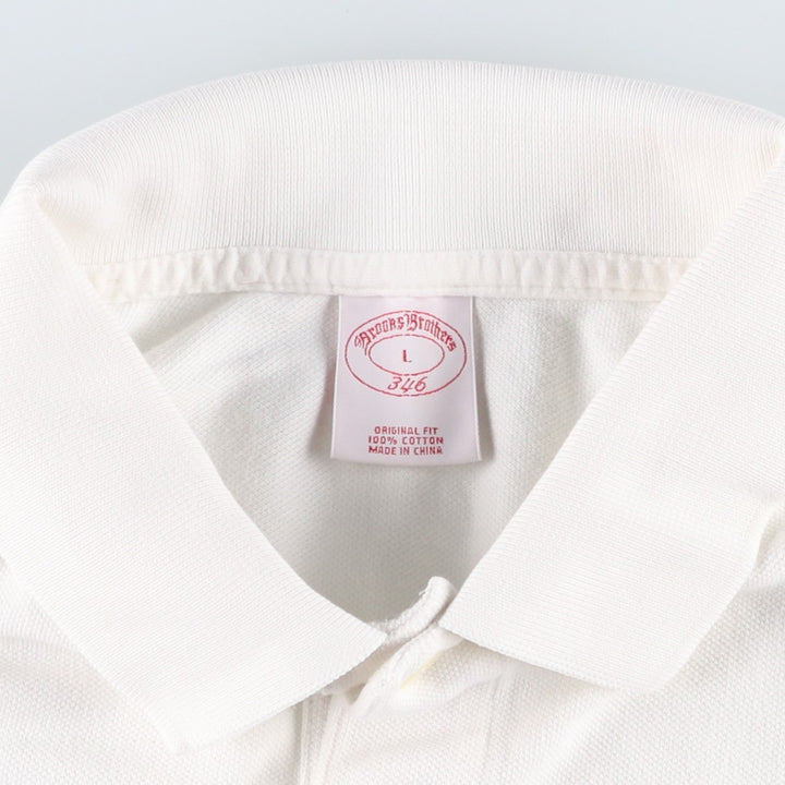 Brooks Brothers 346 Original Fit Short-Sleeve Polo Shirt, Men's Size L (approx.) cotton white type Vintage Second Hand