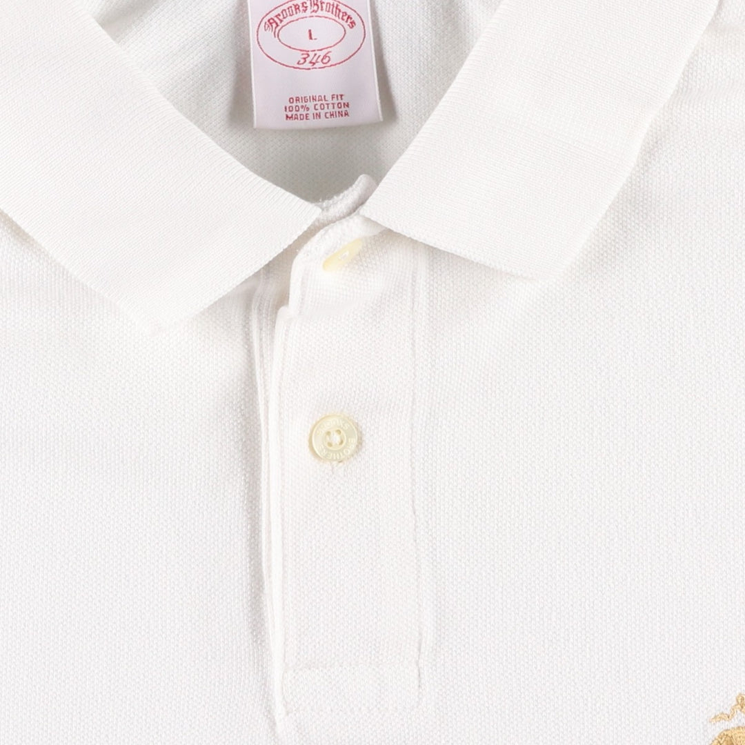 Brooks Brothers 346 Original Fit Short-Sleeve Polo Shirt, Men's Size L (approx.) cotton white type Vintage Second Hand