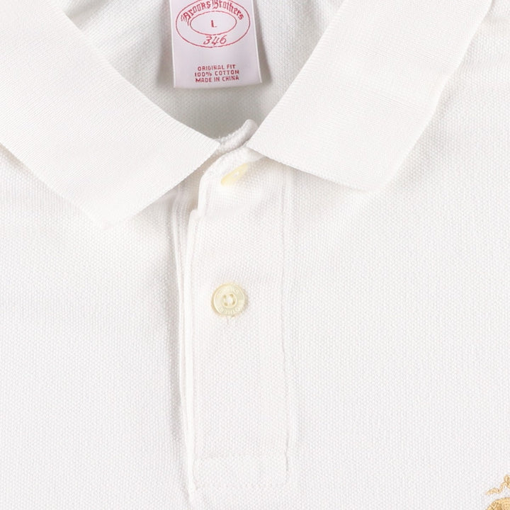 Brooks Brothers 346 Original Fit Short-Sleeve Polo Shirt, Men's Size L (approx.) cotton white type Vintage Second Hand