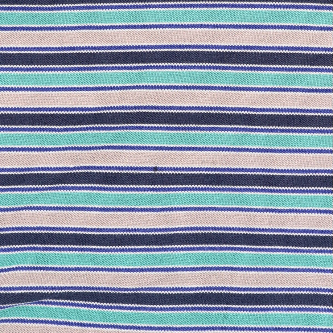 Brooks Brothers Golden Fleece Multi-Stripe Short-Sleeve Polo Shirt, Made in USA, Men's Size L (approx.) cotton Emerald green Vintage Second Hand