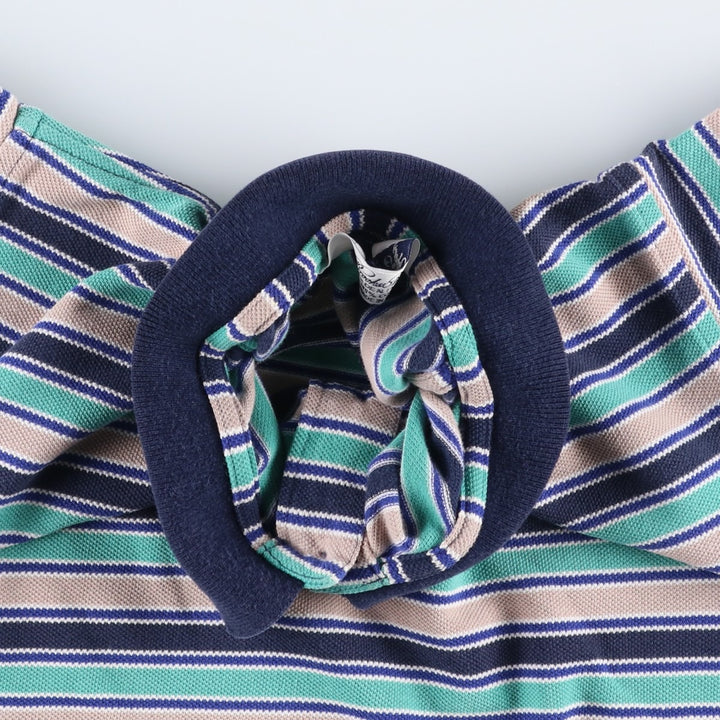 Brooks Brothers Golden Fleece Multi-Stripe Short-Sleeve Polo Shirt, Made in USA, Men's Size L (approx.) cotton Emerald green Vintage Second Hand