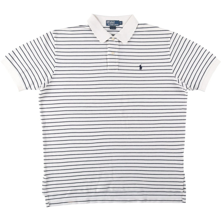 Ralph Lauren POLO by Ralph Lauren short sleeve striped polo shirt, men's XL size cotton white type Vintage Second Hand
