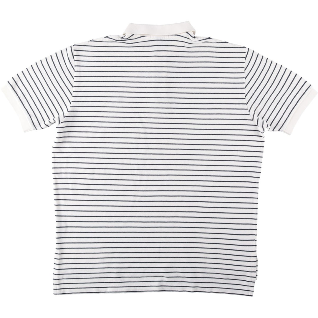 Ralph Lauren POLO by Ralph Lauren short sleeve striped polo shirt, men's XL size cotton white type Vintage Second Hand