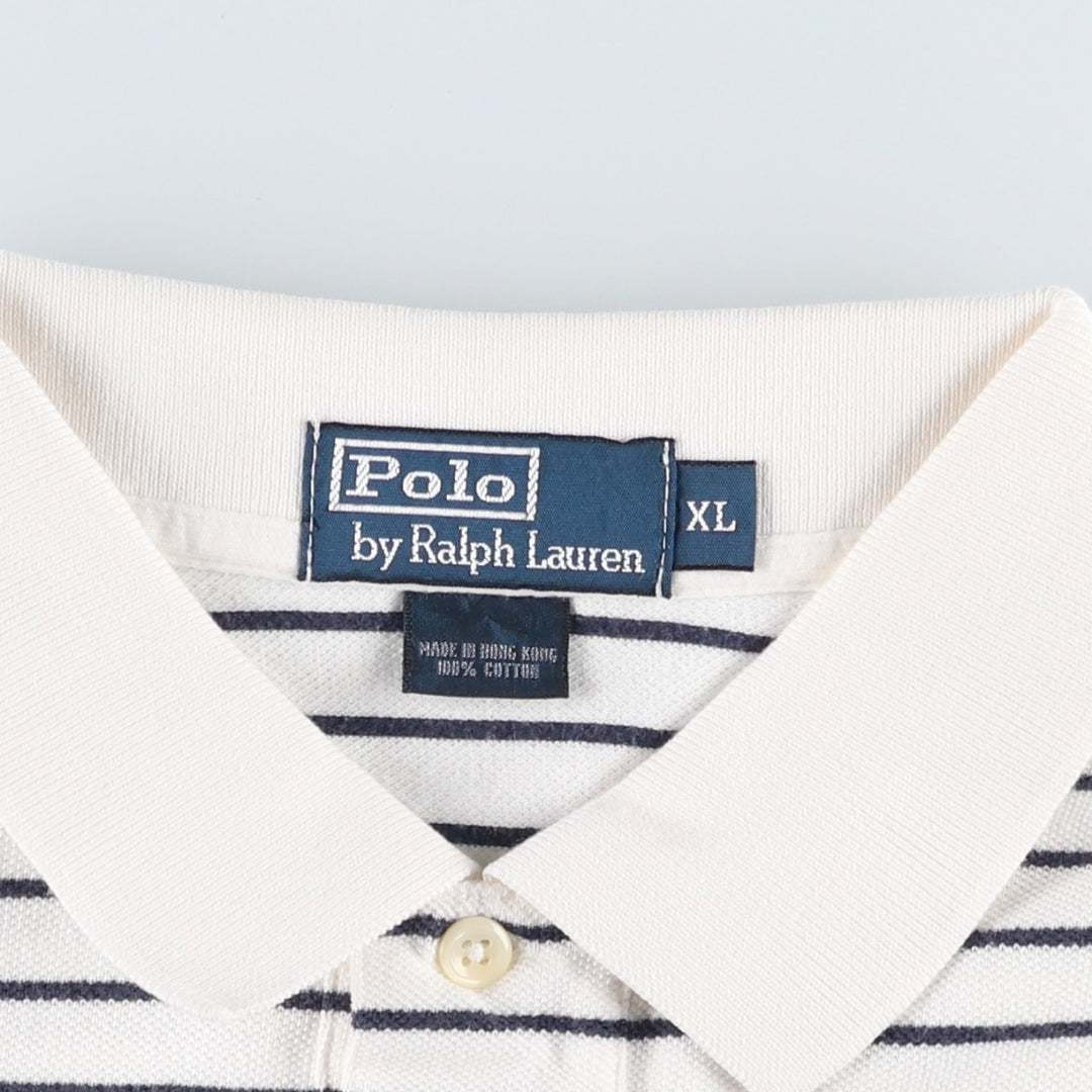 Ralph Lauren POLO by Ralph Lauren short sleeve striped polo shirt, men's XL size cotton white type Vintage Second Hand