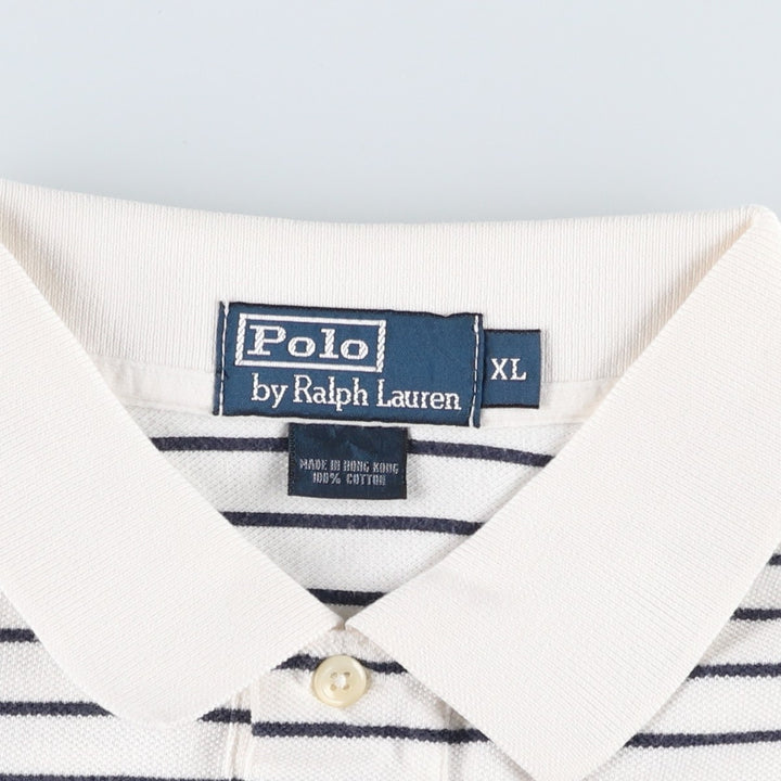 Ralph Lauren POLO by Ralph Lauren short sleeve striped polo shirt, men's XL size cotton white type Vintage Second Hand